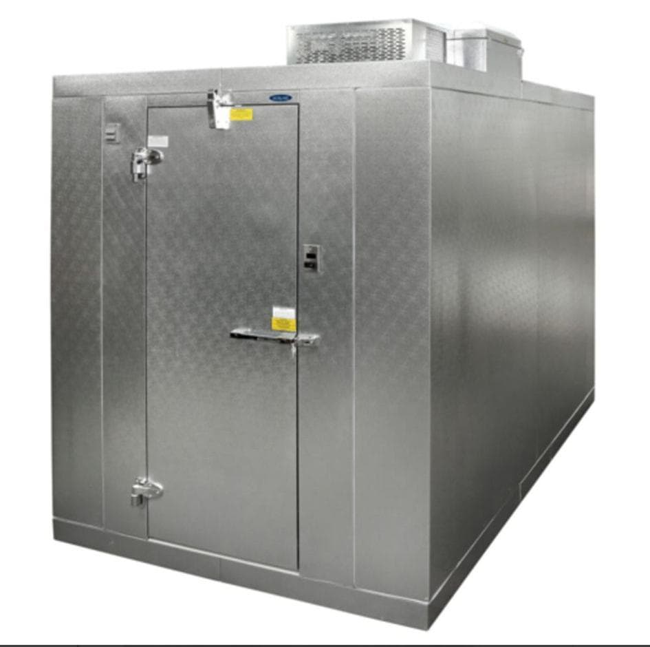 Stainless steel walk-in cooler unit with top-mount condenser